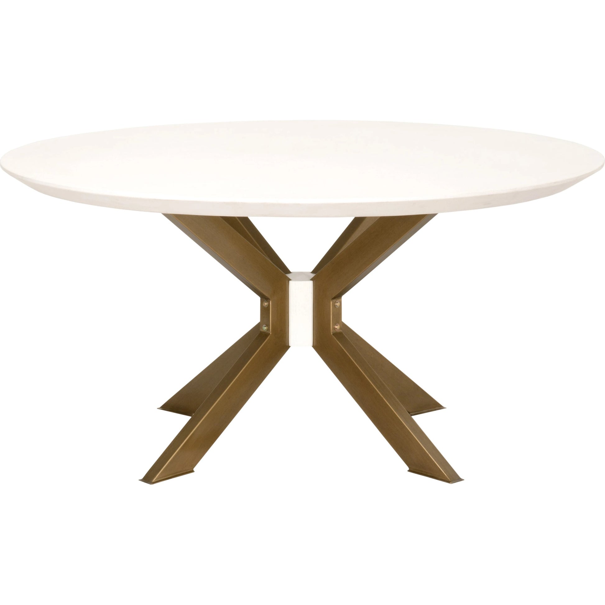 Industry Dining Table by Essentials For Living in ivory concrete, brass. Made from metal, concrete, wood in a modern style.