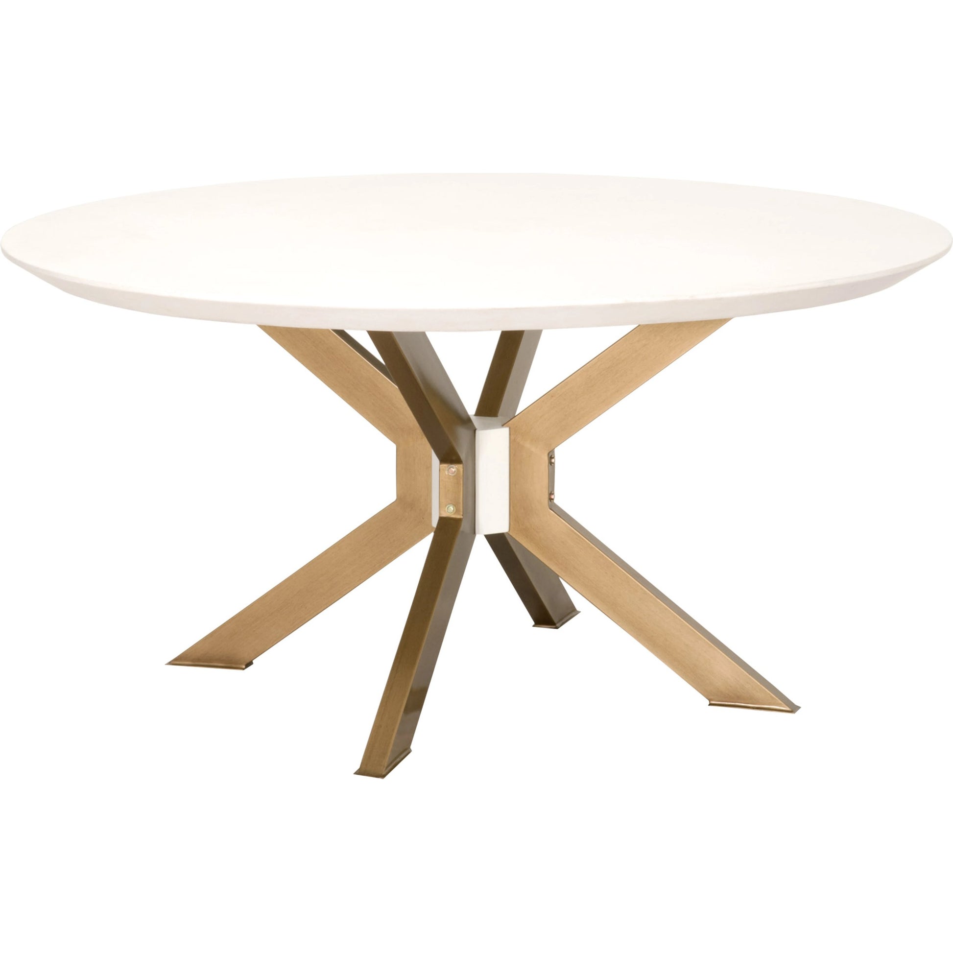 Industry Dining Table by Essentials For Living in ivory concrete, brass. Made from metal, concrete, wood in a modern style.