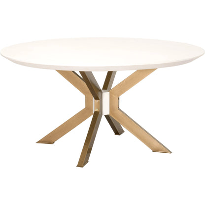 Industry Dining Table by Essentials For Living in ivory concrete, brass. Made from metal, concrete, wood in a modern style.