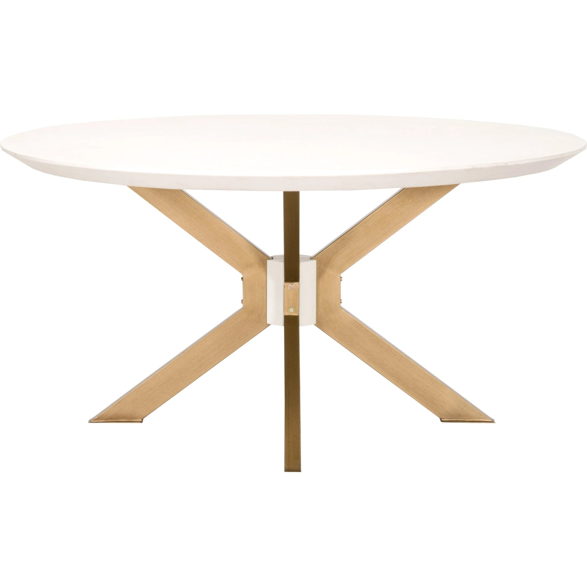Industry Dining Table by Essentials For Living in ivory concrete, brass. Made from metal, concrete, wood in a modern style.