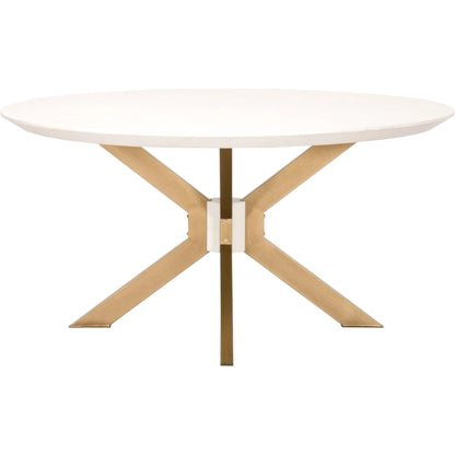 Industry Dining Table by Essentials For Living in ivory concrete, brass. Made from metal, concrete, wood in a modern style.