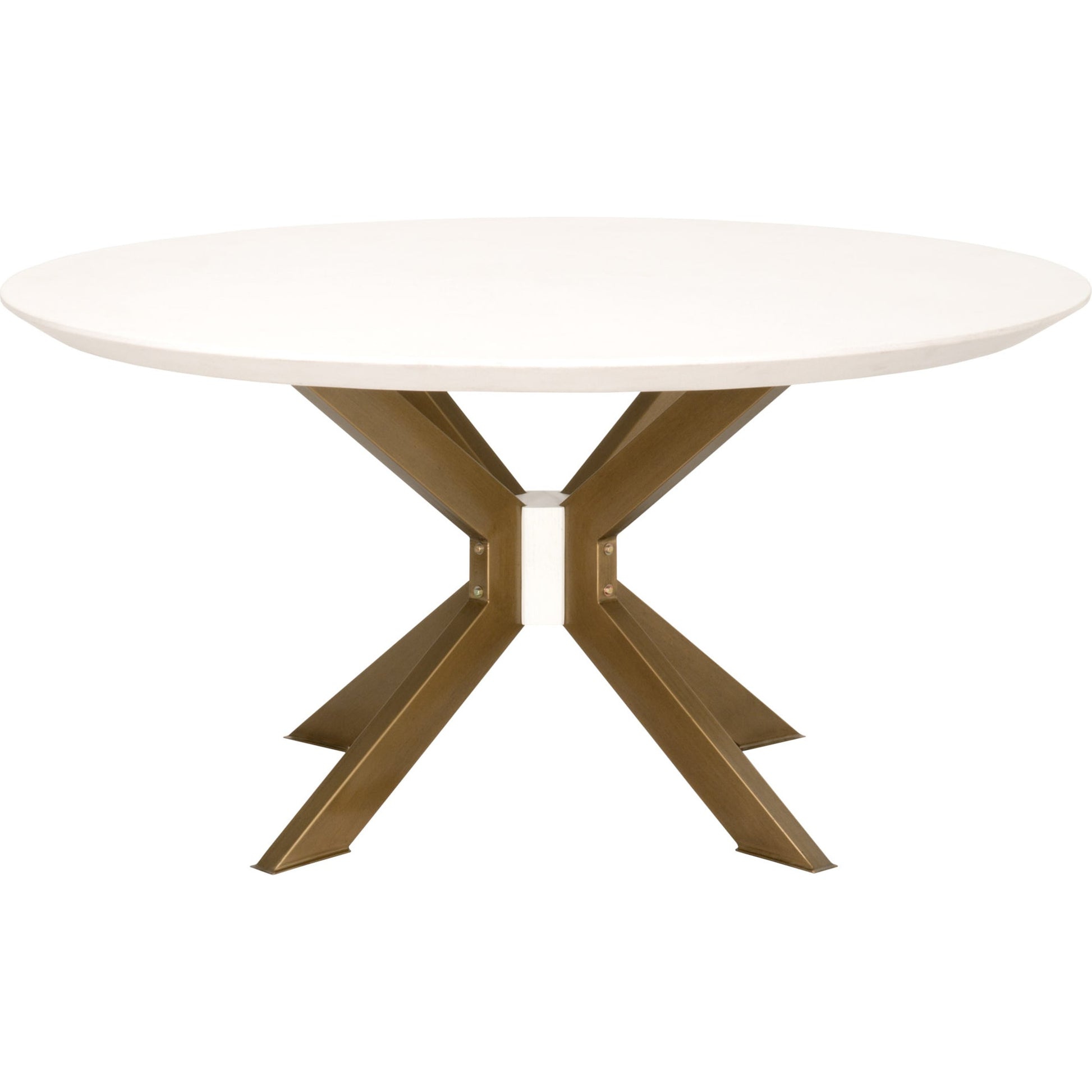 Industry Dining Table by Essentials For Living in ivory concrete, brass. Made from metal, concrete, wood in a modern style.