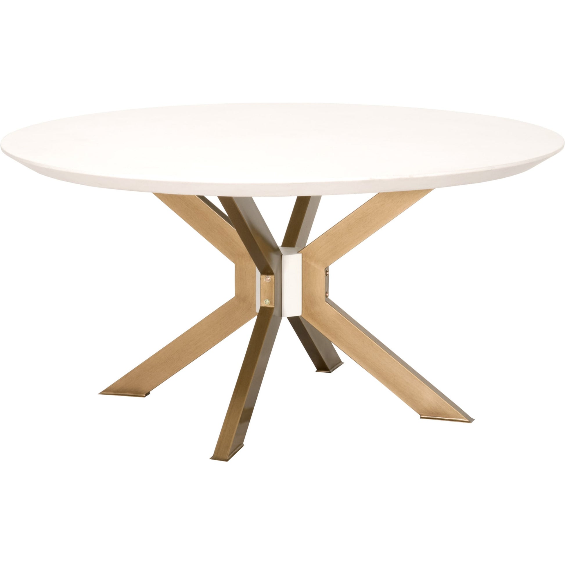 Industry Dining Table by Essentials For Living in ivory concrete, brass. Made from metal, concrete, wood in a modern style.