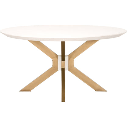 Industry Dining Table by Essentials For Living in ivory concrete, brass. Made from metal, concrete, wood in a modern style.