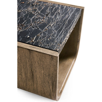 Stone Ridge Marble Side Table by Jonathan Charles in tully light acacia. Made from acacia veneer in a modern style.