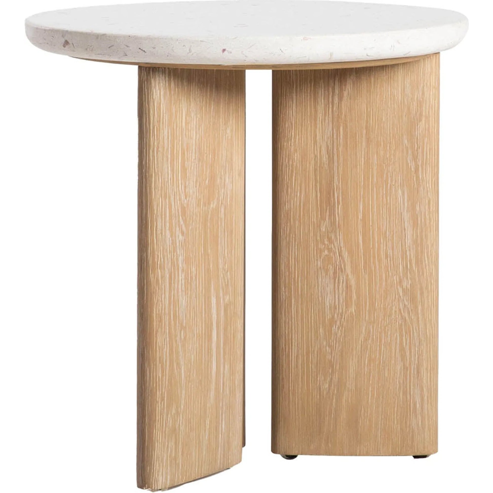 Infinity Side Table by LH Imports in seashell terrazzo and light brown wash. Made from oak, rubberwood, seashell terrazzo in a transitional style.