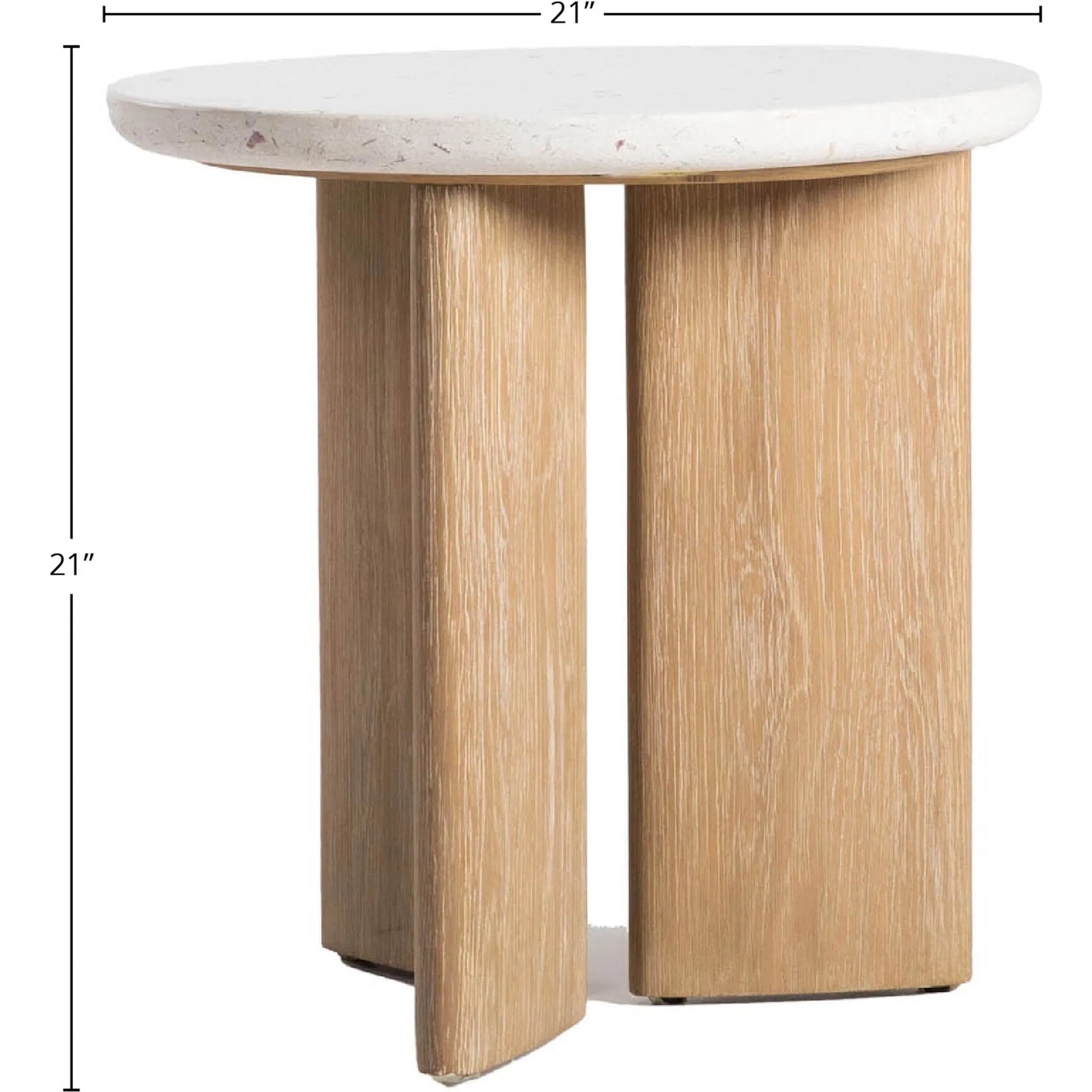 Infinity Side Table by LH Imports in seashell terrazzo and light brown wash. Made from oak, rubberwood, seashell terrazzo in a transitional style.