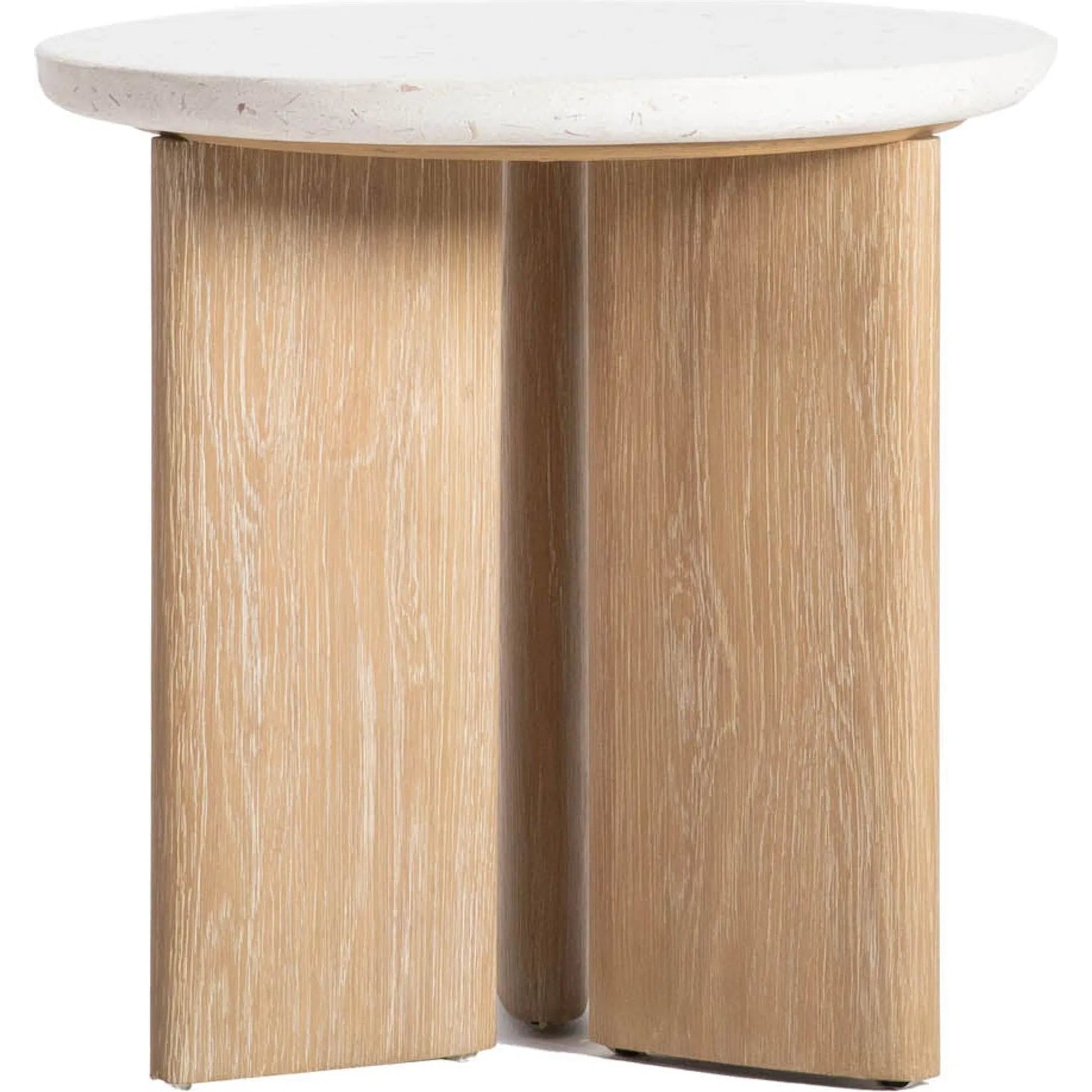 Infinity Side Table by LH Imports in seashell terrazzo and light brown wash. Made from oak, rubberwood, seashell terrazzo in a transitional style.