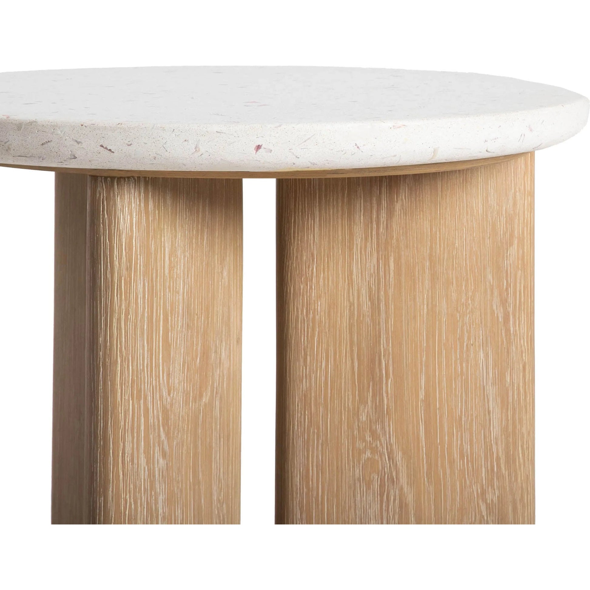 Infinity Side Table by LH Imports in seashell terrazzo and light brown wash. Made from oak, rubberwood, seashell terrazzo in a transitional style.