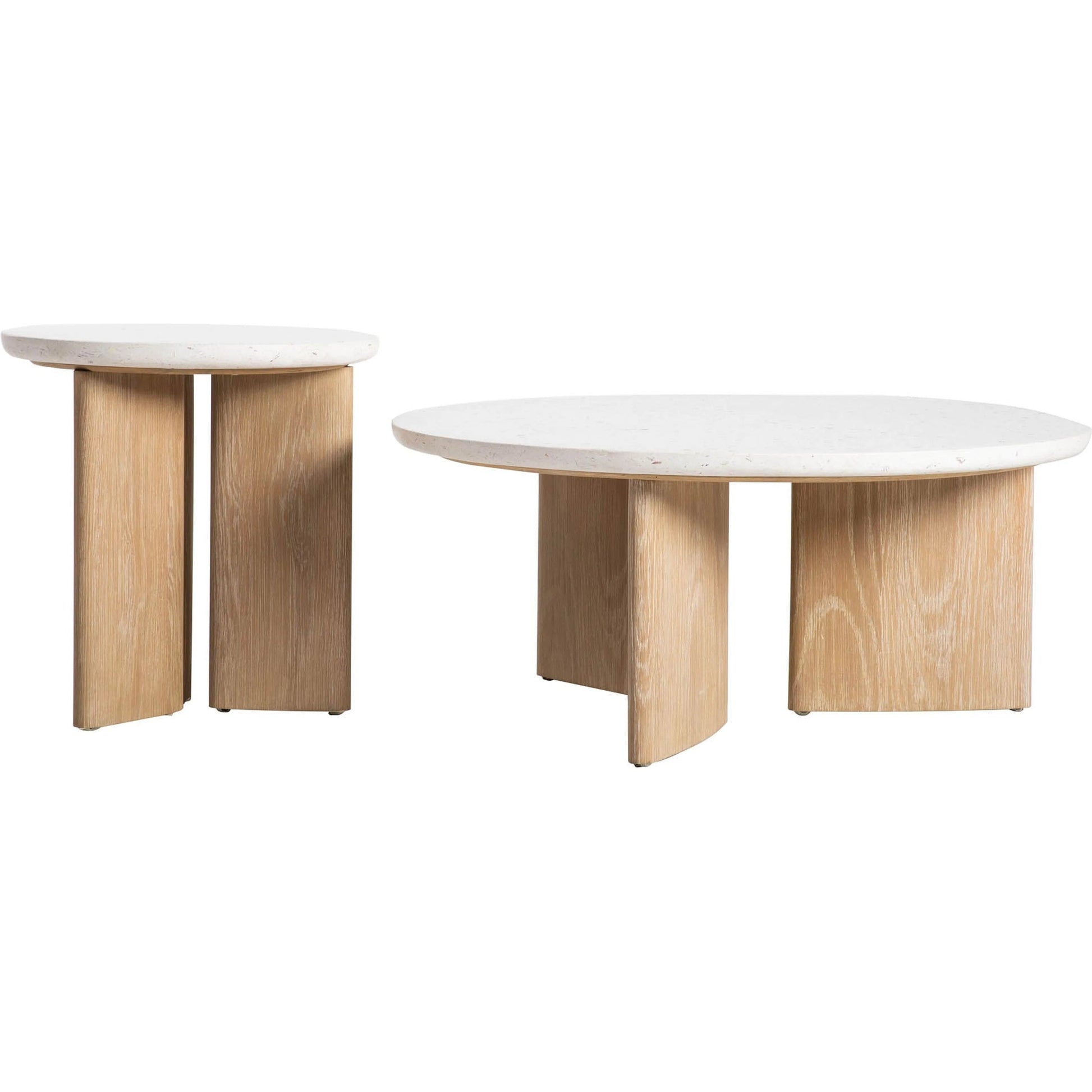 Infinity Side Table by LH Imports in seashell terrazzo and light brown wash. Made from oak, rubberwood, seashell terrazzo in a transitional style.