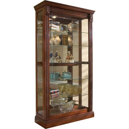 43'' Wide Medallion Cherry Curio Display Cabinet by Pulaski Furniture in rich cherry. Made from hardwood solids in a traditional style.
