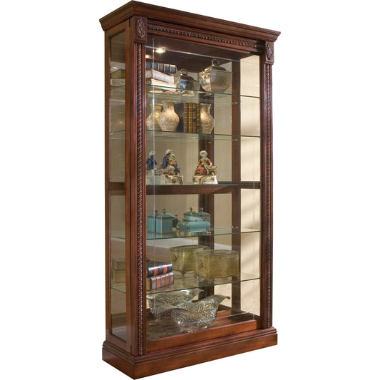 43'' Wide Medallion Cherry Curio Display Cabinet by Pulaski Furniture in rich cherry. Made from hardwood solids in a traditional style.