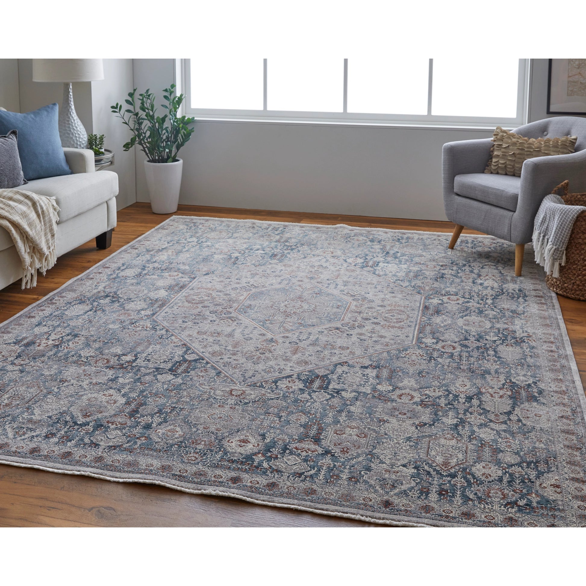 Marquette Transitional Rug - 39GUF by Feizy in blue, ivory. Made from unique in a unique style.