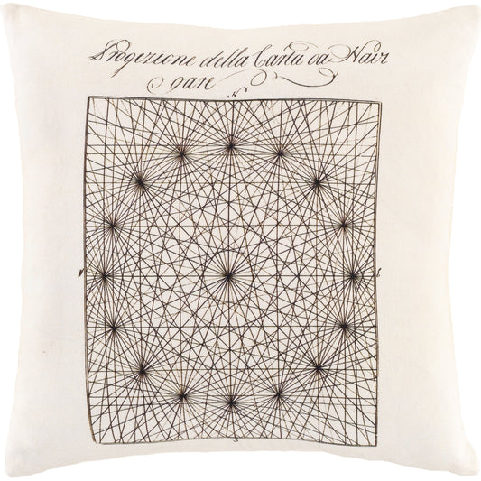 Inventors Pillow - 33392 by Surya in black, ivory. Made from 100% cotton in a modern style.
