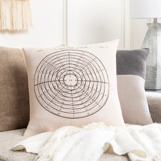 Inventors Pillow - 33854 by Surya in black, cream. Made from 100% cotton in a modern style.