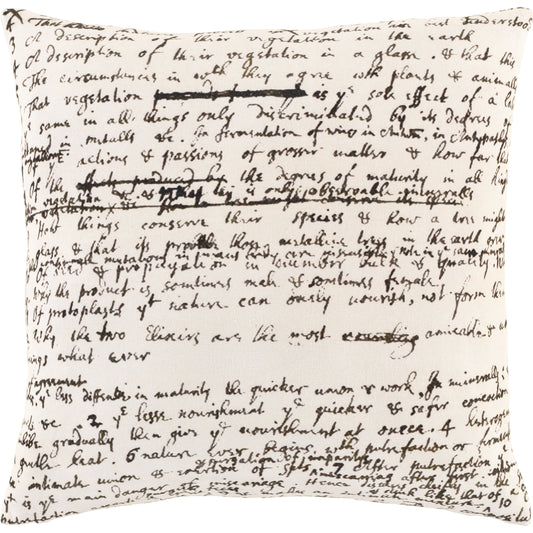 Inventors Pillow - 33388 by Surya in black, cream. Made from 100% cotton in a cottage & farmhouse style.