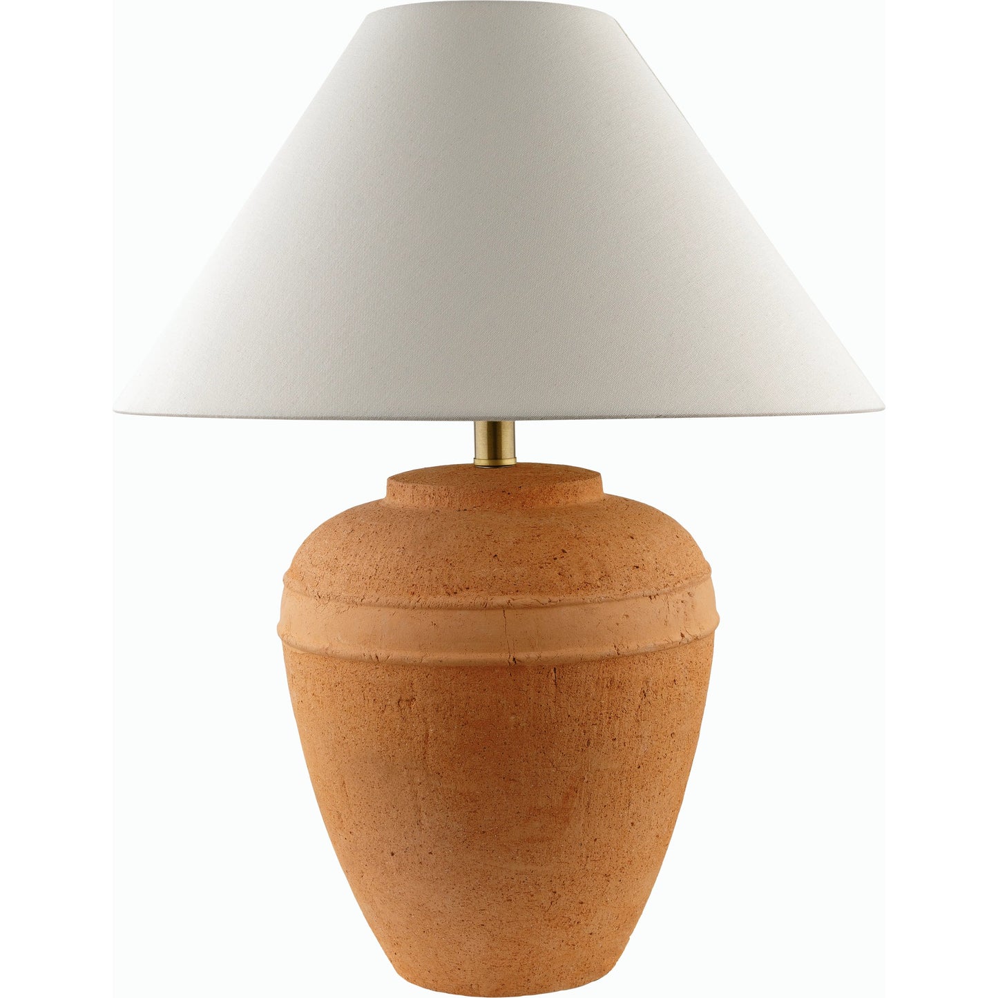 001 SI-2168596 | Primary Silo | Inizio Table Lamp - 535710 by Livabliss in body: brick, shade: white, finial: metallic - brass, harp: metallic - brass, cord: translucent and glazedplated. Made from ceramic, linen, polystyrene, iron in a modern style.