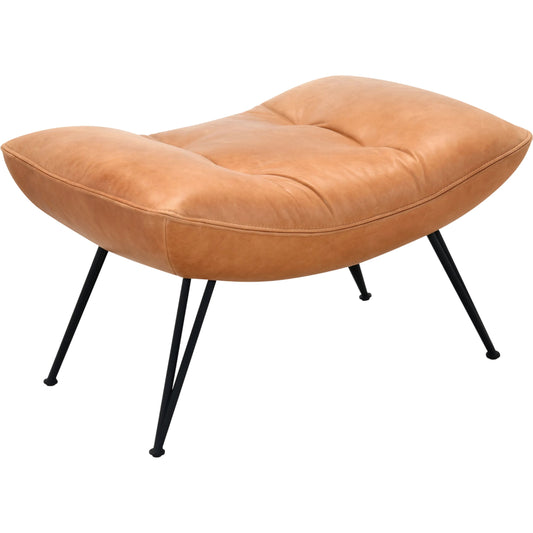Kayne Ottoman by Hooker Furniture in brown. Made from aniline top grain leather, leather in a unique style.