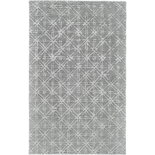 Manoa Transitional Geometric Rug - 8353F by Feizy in gray, silver. Made from wool, viscose in a unique style.