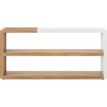 Portico Sofa Console by A.R.T. Furniture in sienna, white plaster. Made from parawood solids, mindi veneers, resin in a modern style.