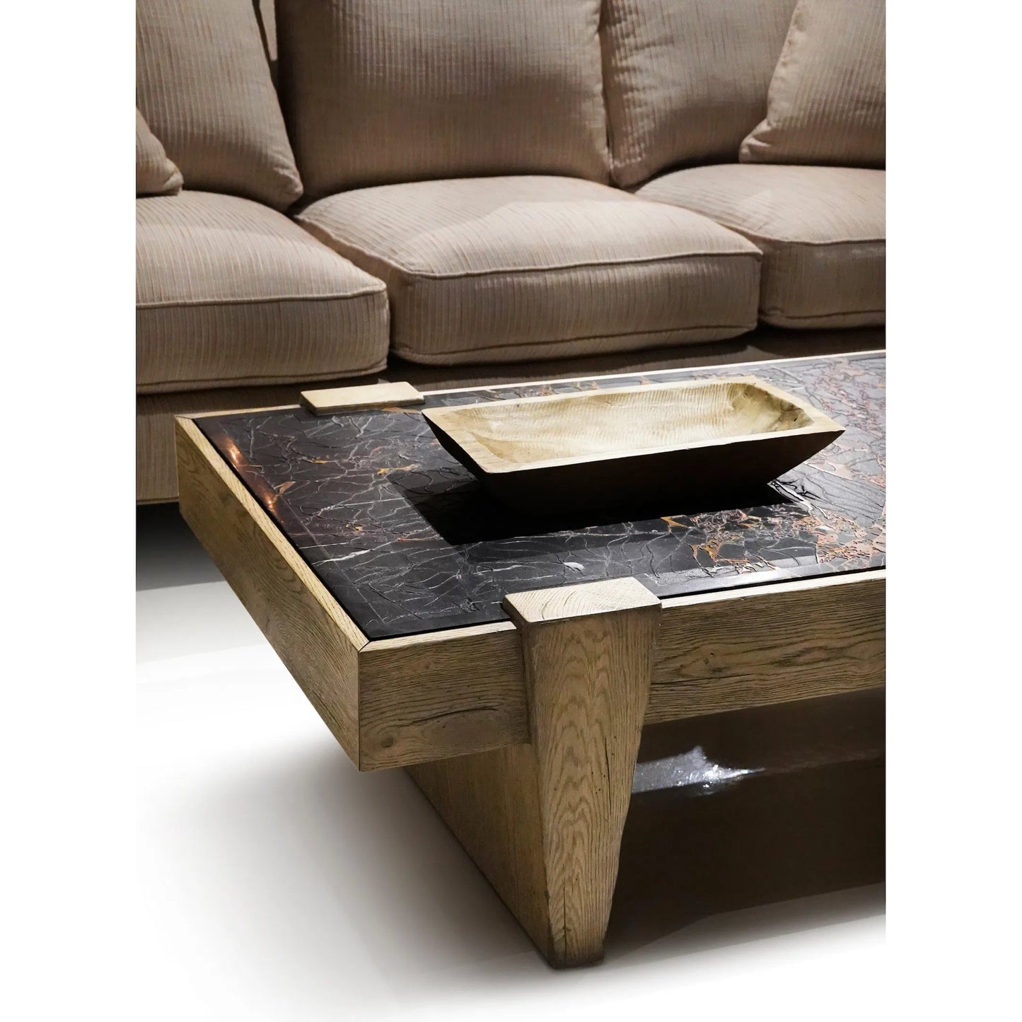 013 SI-2462590 | Lifestyle | Echo Canyon Marble Rectangular Cocktail Table by Jonathan Charles in faded oak. Made from oak veneer in a cottage & farmhouse style.