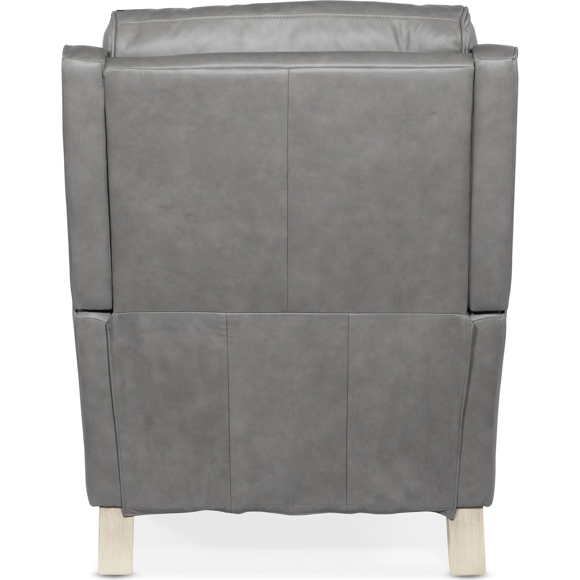 Dunes Power Recliner by Hooker Furniture in aline light gray. Made from leather in a traditional style.