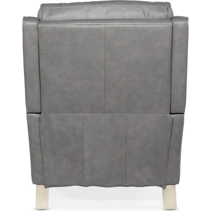Dunes Power Recliner by Hooker Furniture in aline light gray. Made from leather in a traditional style.