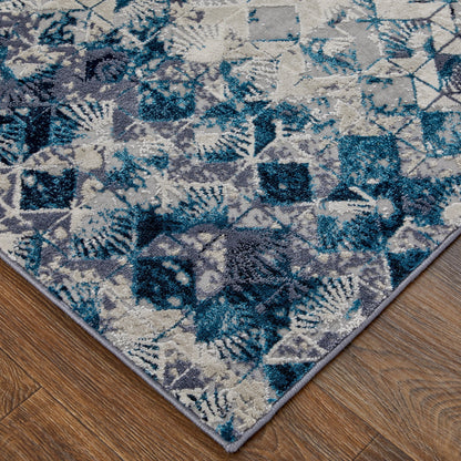 Indio Diamond Rug - 39H0F by Feizy in blue, ivory, gray. Made from unique in a unique style.