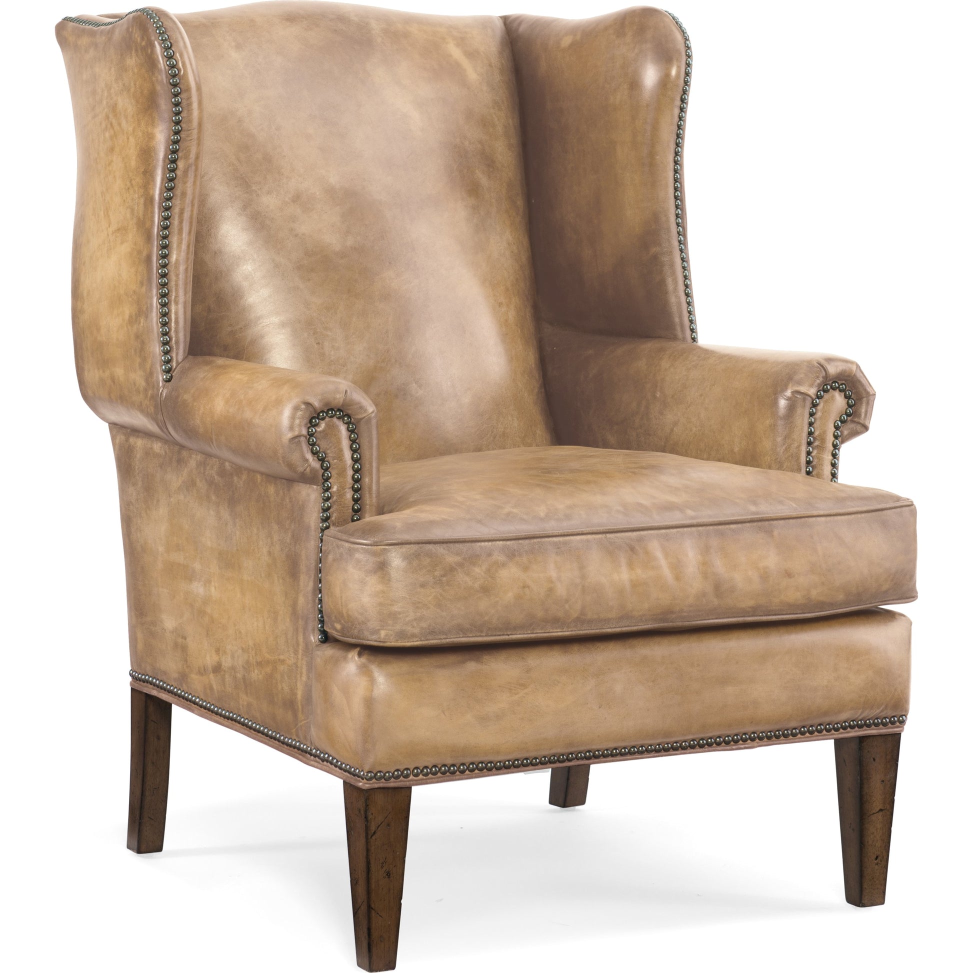 Blakeley Club Chair by Hooker Furniture in covington bogue. Made from leather in a traditional style.