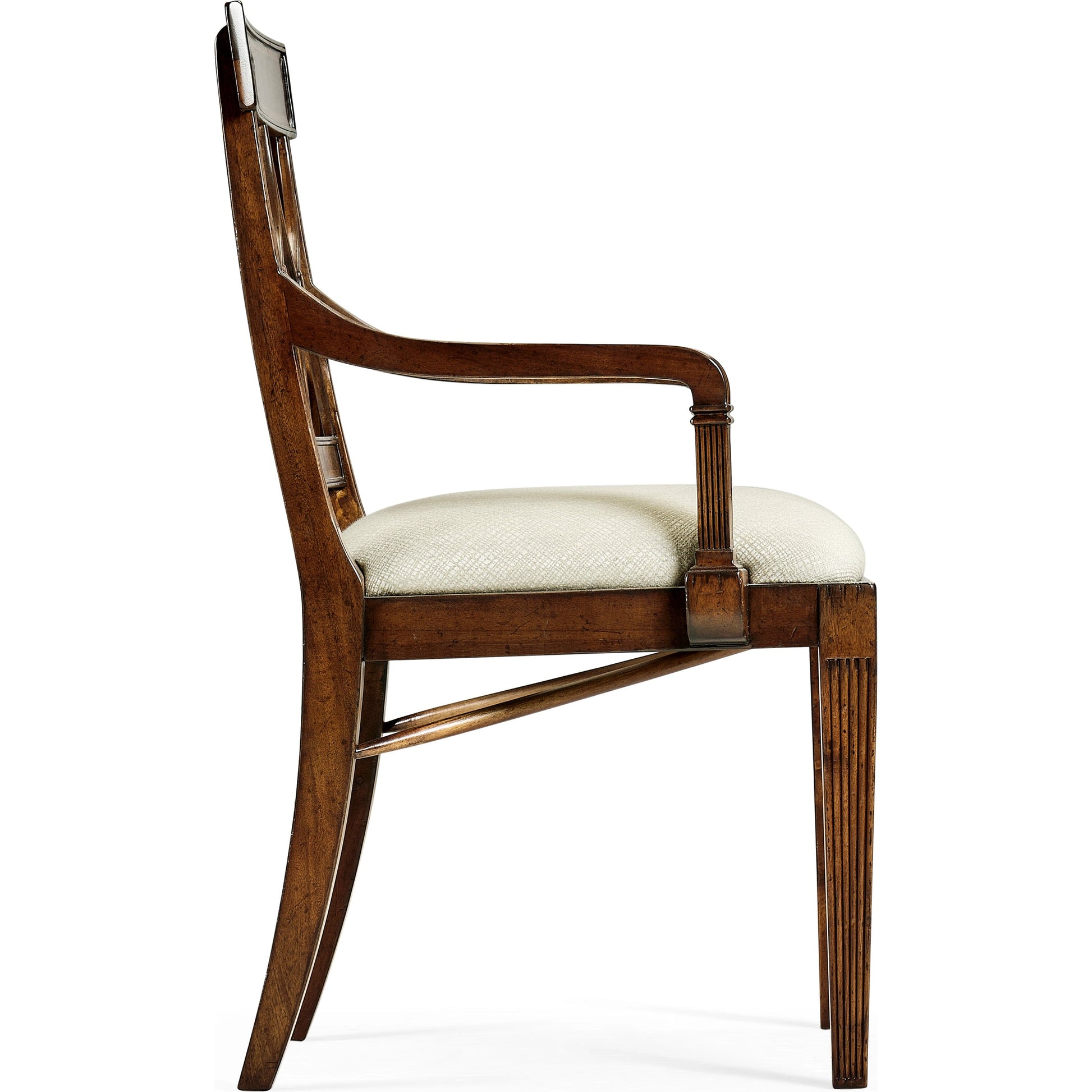 Buckingham Regency Mahogany Curved Back Arm Chair by Jonathan Charles in antique mahogany medium. Made from acacia in a modern style.