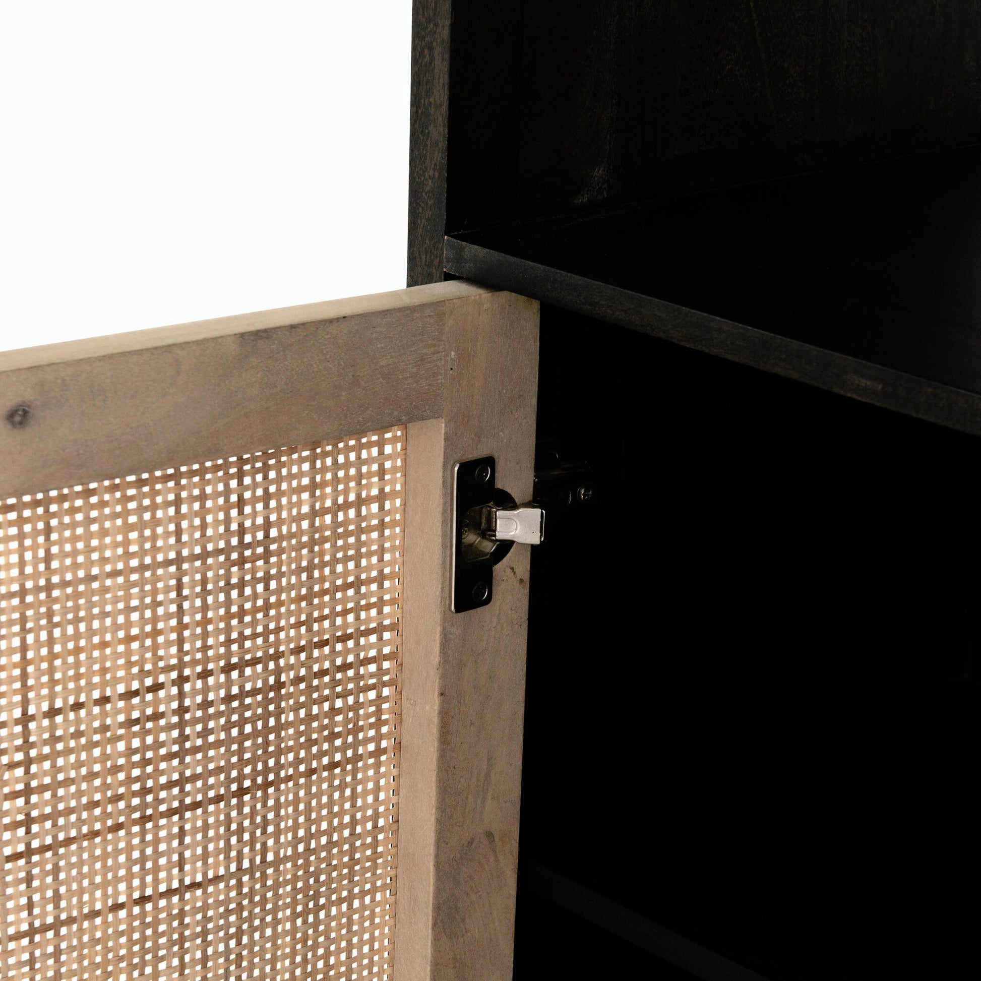 Caprice Bookshelf by Four Hands in washed black. Made from solid acacia in a modern style.