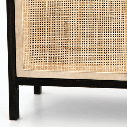 Caprice Bookshelf by Four Hands in washed black. Made from solid acacia in a modern style.