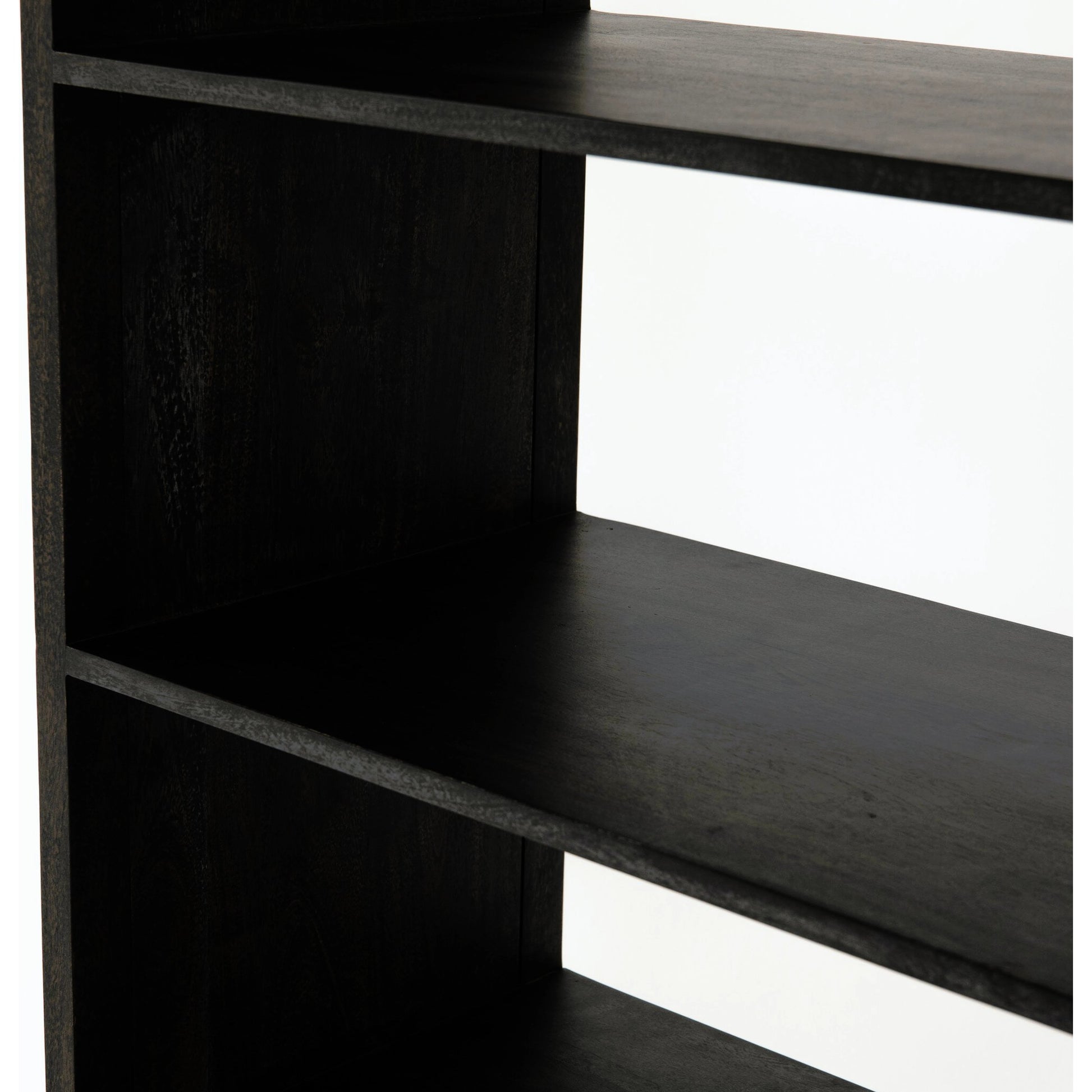 Caprice Bookshelf by Four Hands in washed black. Made from solid acacia in a modern style.