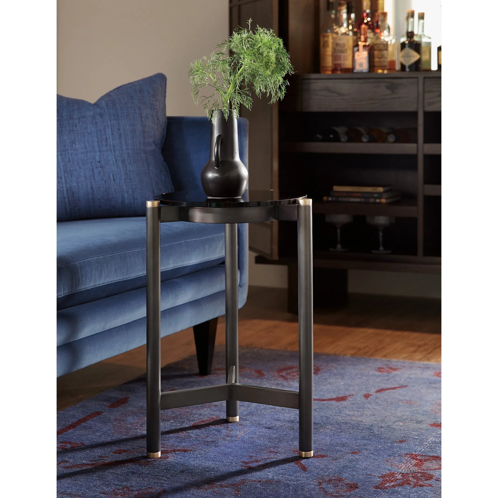 Grayson Drink Table by Hooker Furniture in black metal with smoked glass. Made from unique in a modern style.