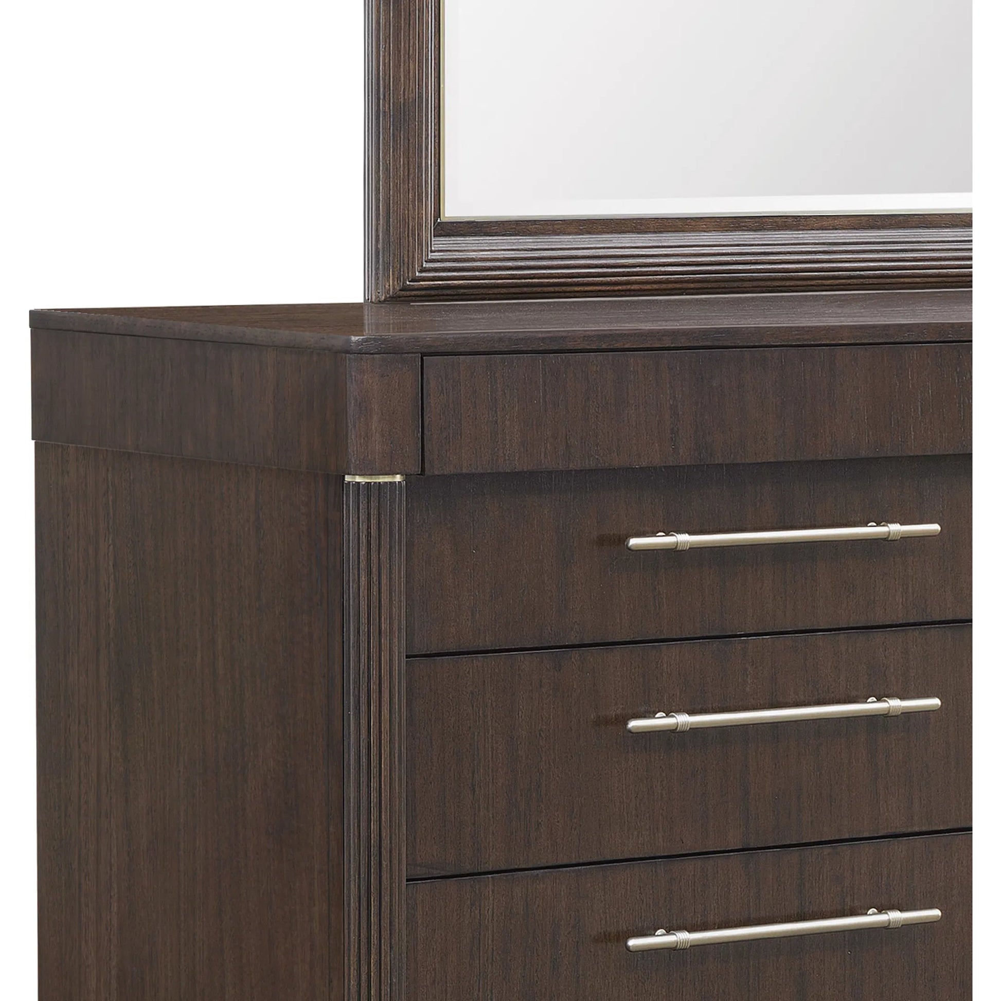 Asher Park 8 Drawer Dresser by Pulaski Furniture in piano brown. Made from eucalyptus veneers in a unique style.