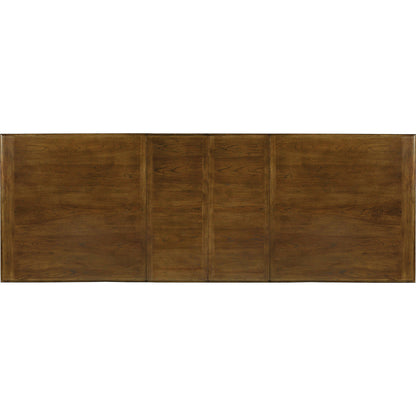 Archivist Trestle Table by Hooker Furniture in pecan. Made from pecky pecan veneers in a cottage & farmhouse style.
