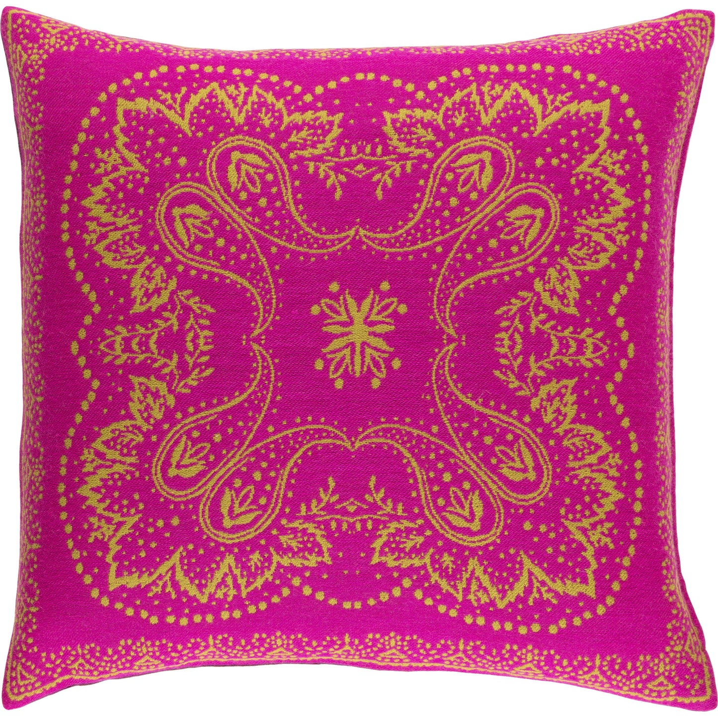 002 O-SURYA-IR002-2020D,O-SURYA-IR002-2020P | Additional Silo | Indira Pillow - 5735 by Surya in mustard, magenta. Made from 100% wool in a modern style.