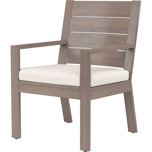 Laguna Outdoor Dining Chair by Sunset West in browns. Made from aluminum in a modern style.