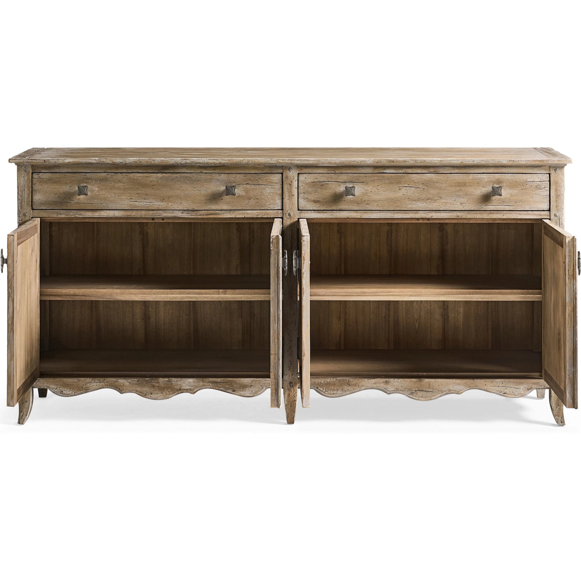 Caldera Sideboard by Jonathan Charles in light spain painted walnut. Made from main acacia veneer in a unique style.