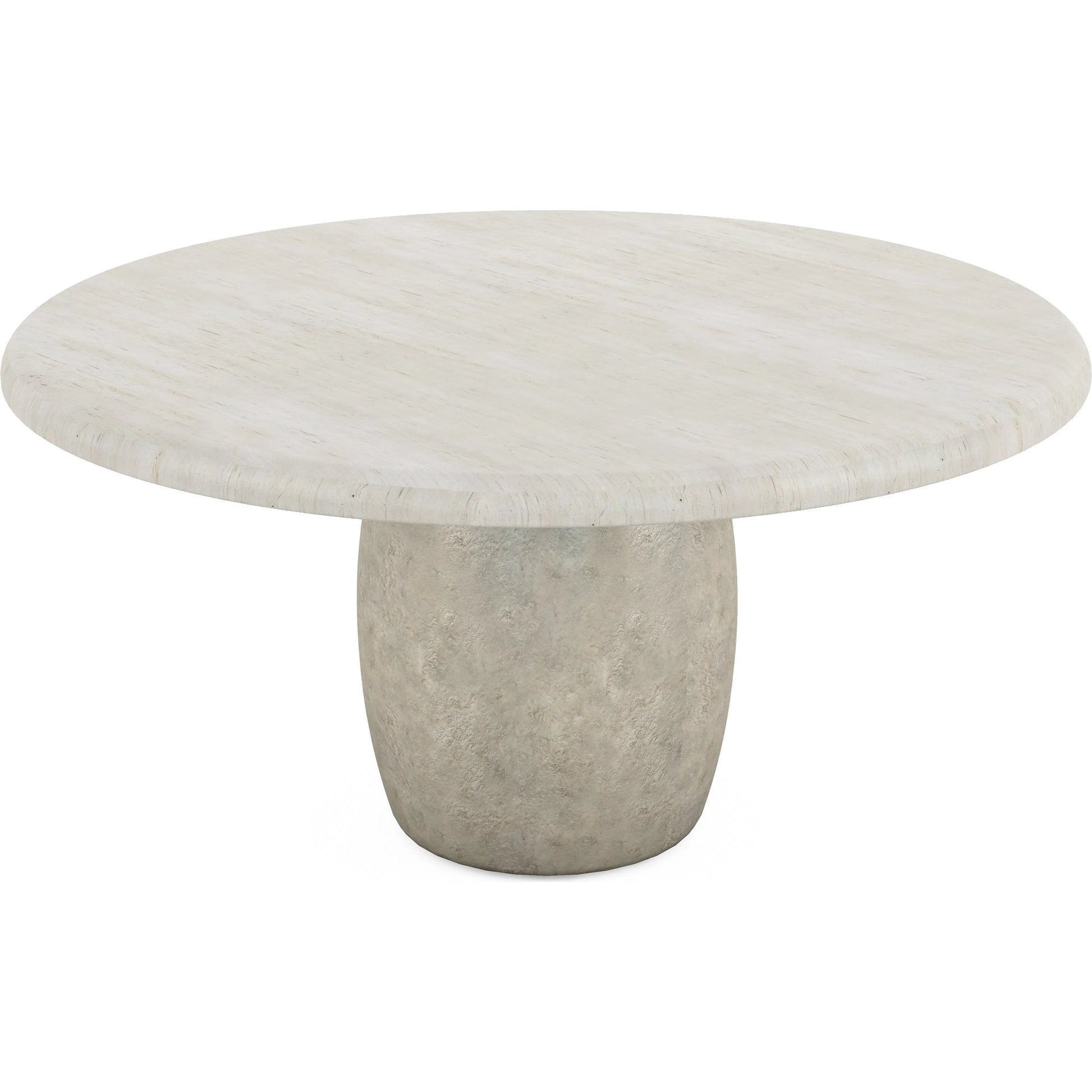Ashlar Round Dining Table by A.R.T. Furniture in bisque, sanded bronze. Made from parawood solids, birch veneers, resin in a transitional style.