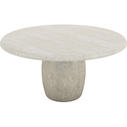 Ashlar Round Dining Table by A.R.T. Furniture in bisque, sanded bronze. Made from parawood solids, birch veneers, resin in a transitional style.