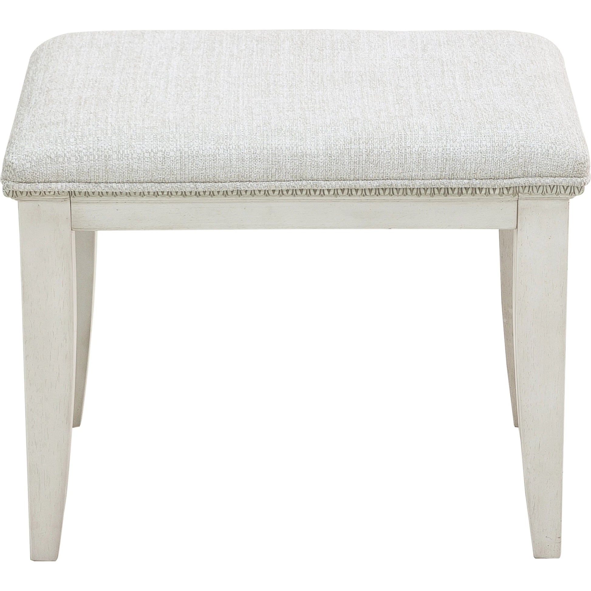 Camila Vanity Stool by Pulaski Furniture in semi-transparent creamy white. Made from ash veneers in a modern style.