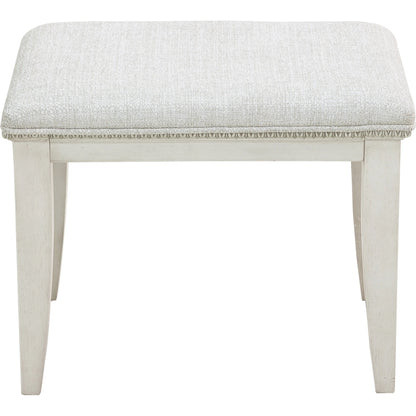 Camila Vanity Stool by Pulaski Furniture in semi-transparent creamy white. Made from ash veneers in a modern style.