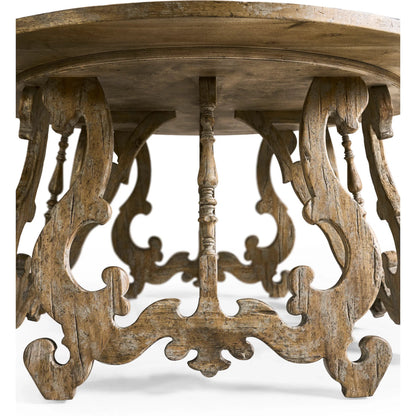 Caldera Centre Table by Jonathan Charles in light spain painted walnut. Made from acacia in a traditional style.