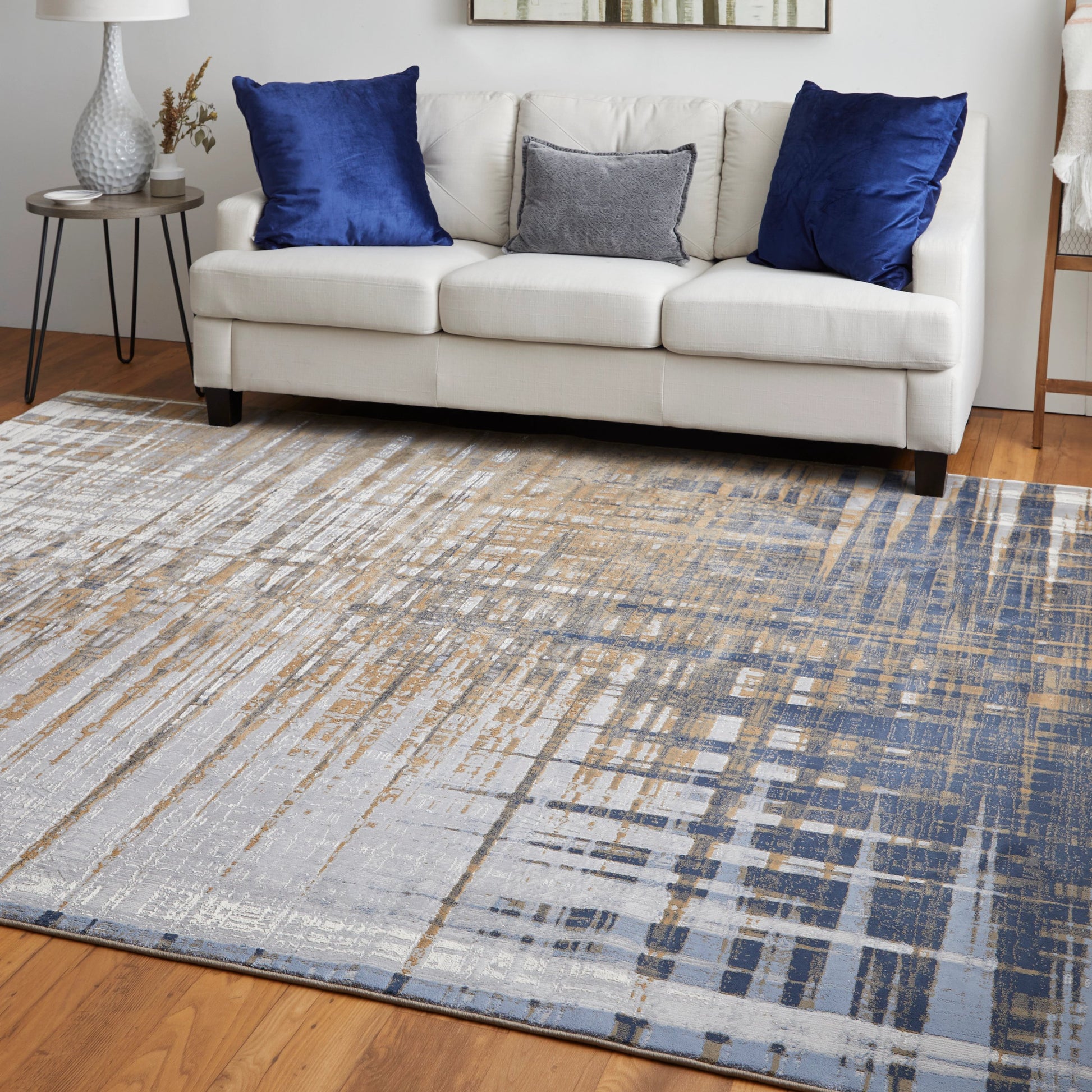 Clio Rug - 39K4F by Feizy in blue, orange, gray. Made from polypropylene, polyester in a unique style.