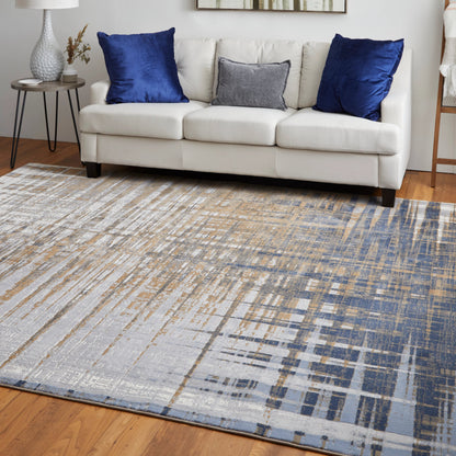 Clio Rug - 39K4F by Feizy in blue, orange, gray. Made from polypropylene, polyester in a unique style.