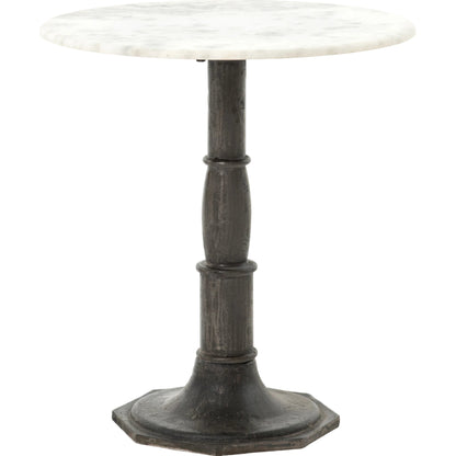 Lucy Side Table by Four Hands in carbon wash, white marble. Made from solid marble, iron, engineered hardwood in a modern style.