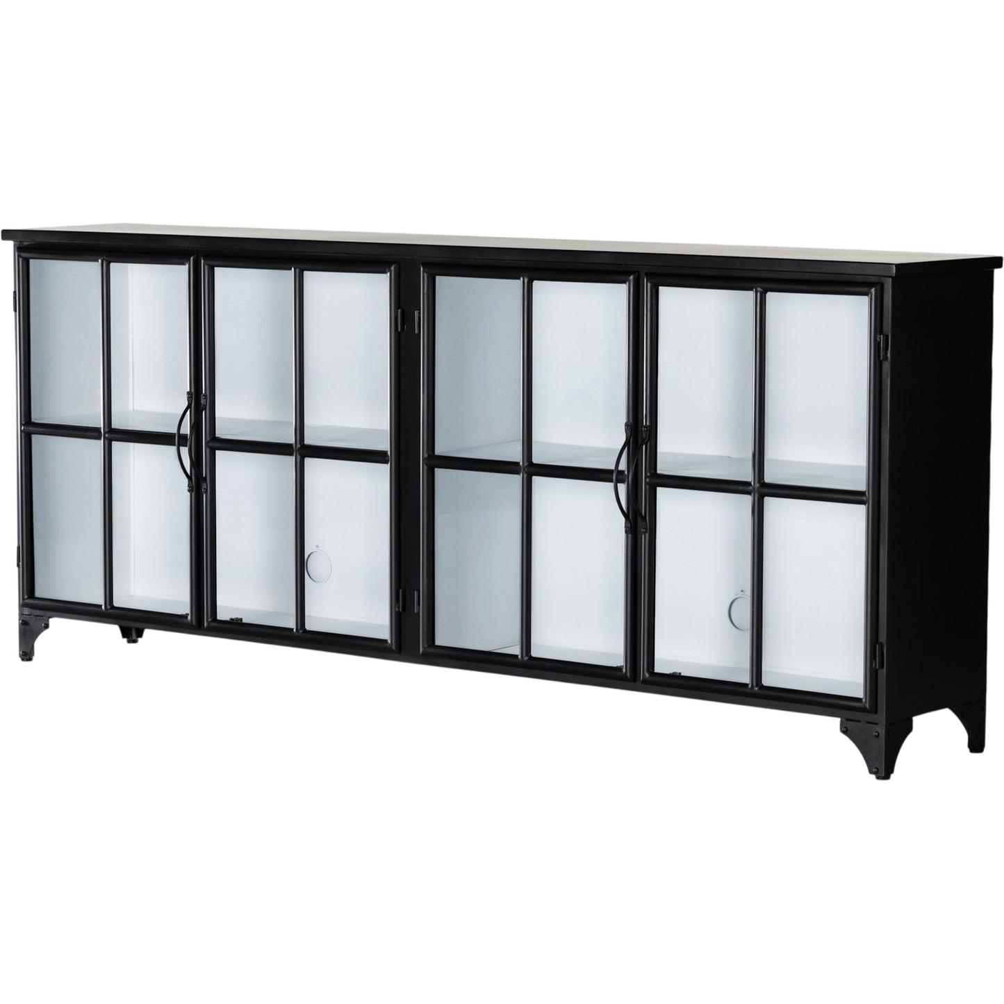 025 S-279203 | Primary Silo | Camila Sideboard by Four Hands in painted white, black and tempered glass, painted white, black. Made from iron in a eclectic & global style.