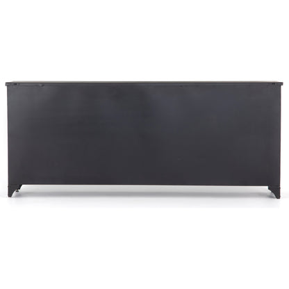 Camila Sideboard by Four Hands in painted white, black and tempered glass, painted white, black. Made from iron in a eclectic & global style.