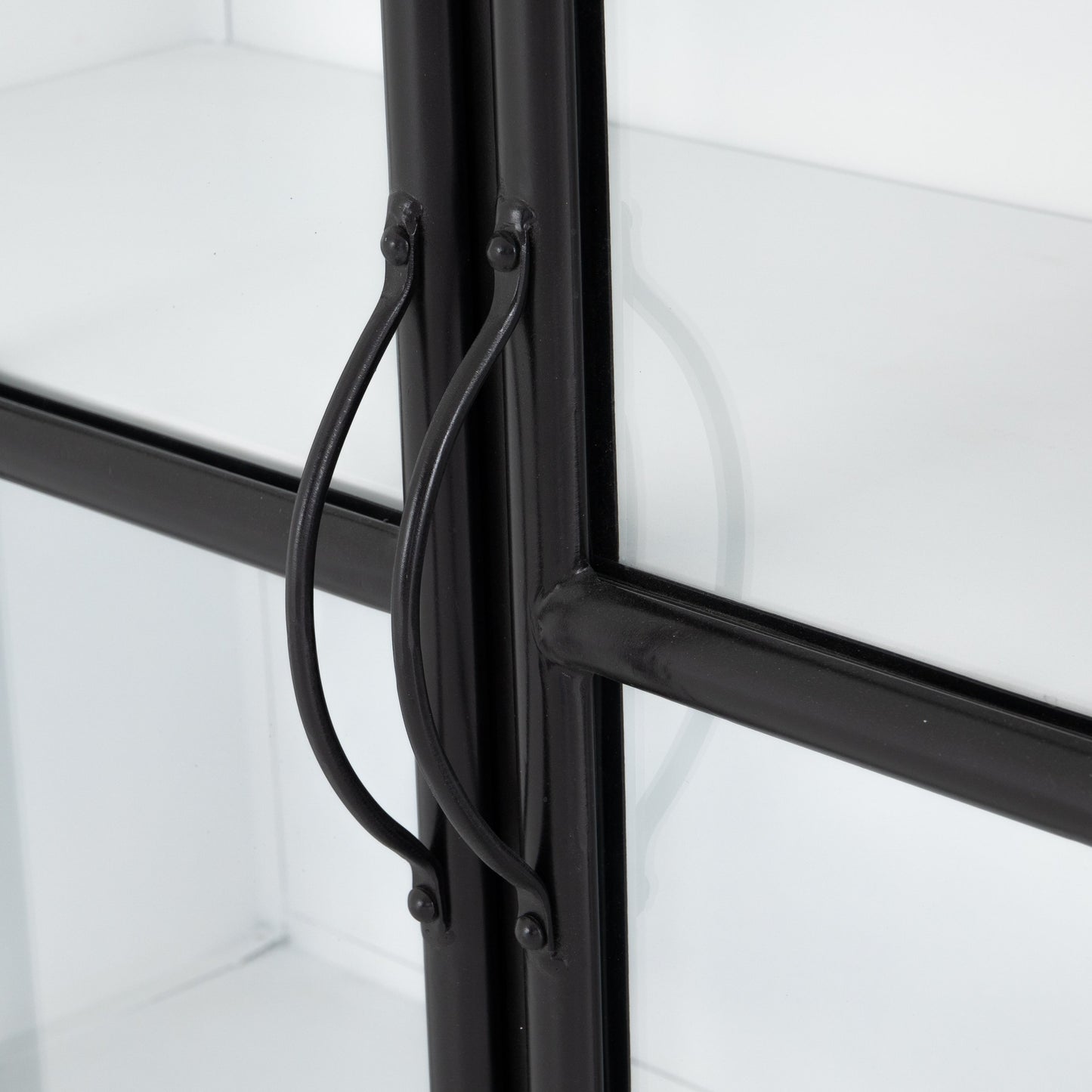 014 S-279203 | Closeup | Camila Sideboard by Four Hands in painted white, black and tempered glass, painted white, black. Made from iron in a eclectic & global style.